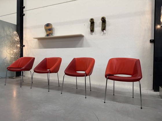 Image 1 of 4 Leolux Mobius Dining Room Chairs Red Leather