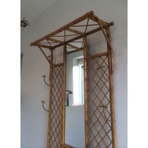 Image 1 of French vintage coat rack in rattan, 1970