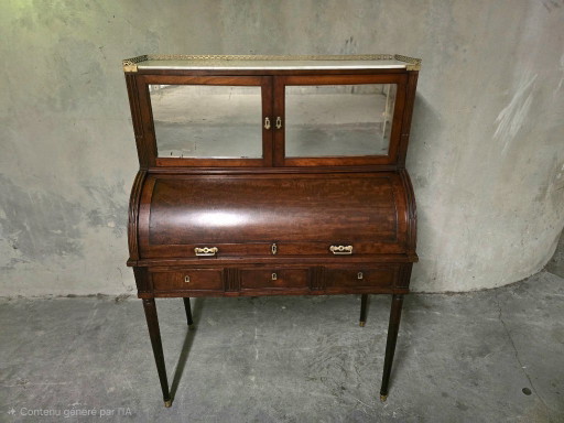 Cilinderbureau van mahonie en mahoniefineer, Louis XVI-stijl, 19e eeuw