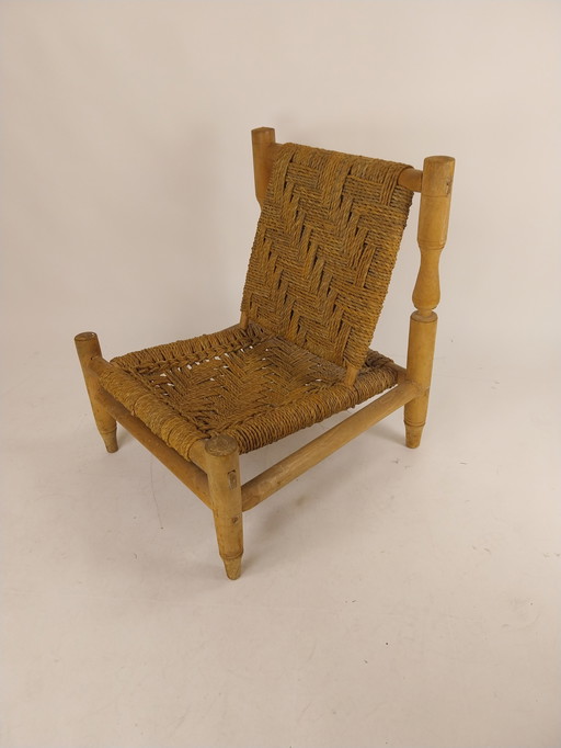 1 x Silla de cuerda Audoux y Minet años 70