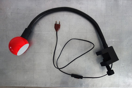 Image 1 of Vintage black and red clip-on desk lamp
