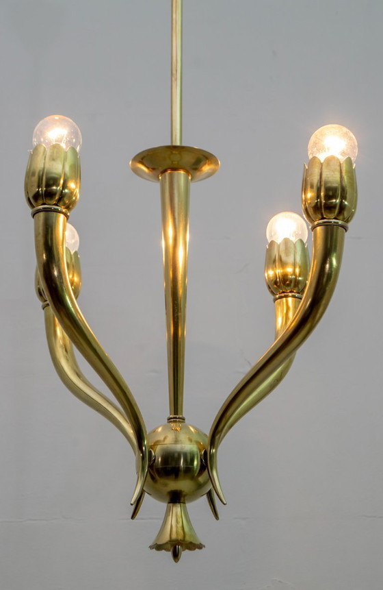 Image 1 of Lampadario italiano in ottone Art Déco, anni '40