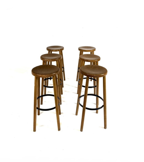 Image 1 of 6x vintage brutalist bar stool '60s