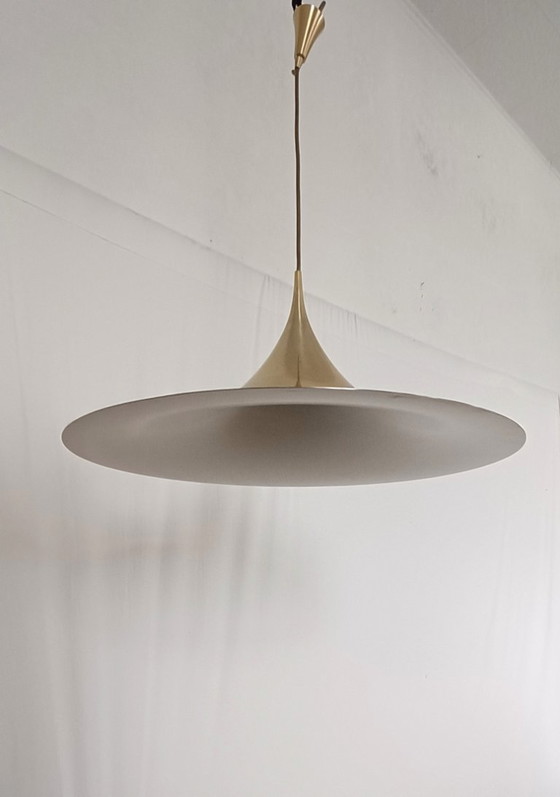 Image 1 of Fog & Morup witch hat lamp in gold color from 1968