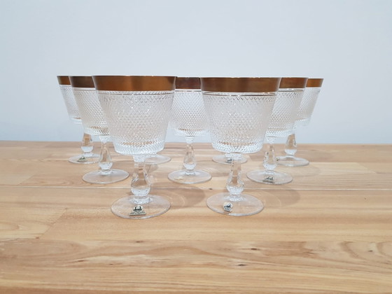 Verres en cristal de Rheinkristall, Allemagne, années 1950-1960, lot de 9 – Verres et carafes, Crystal, Gold (photo 5 of 12)