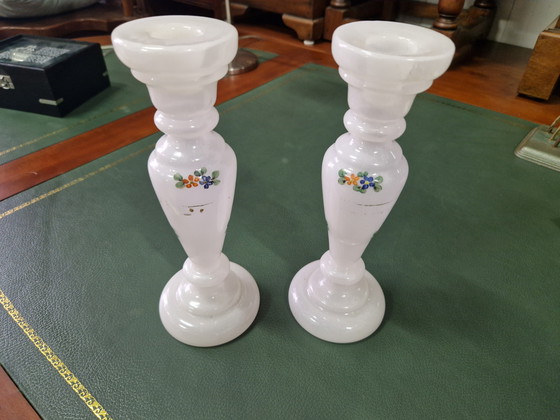 Image 1 of Set di candelieri opalini