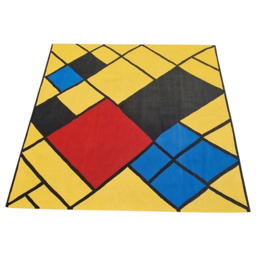Composición de Piet Mondrian: Un tapiz tejido a mano | Arte textil contemporáneo | 200 × 215 cm (79 × 85 (photo 2 of 9)