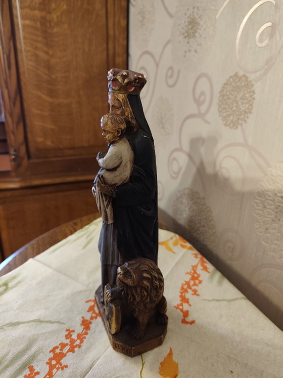vintage maagd maria met Christus beeldje, Beeldhouwkunst, Anders, Zwart (foto 2 van 7)