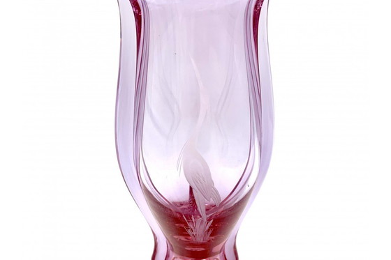 Image 1 of Roze vaas, M. Klinger Zelezny Brod, Tsjecho-Slowakije, jaren 1960