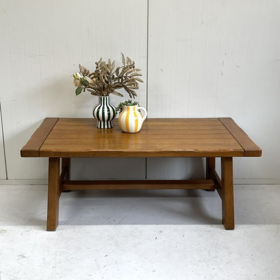 Image 1 of Vintage solid oak Brutalist coffee table