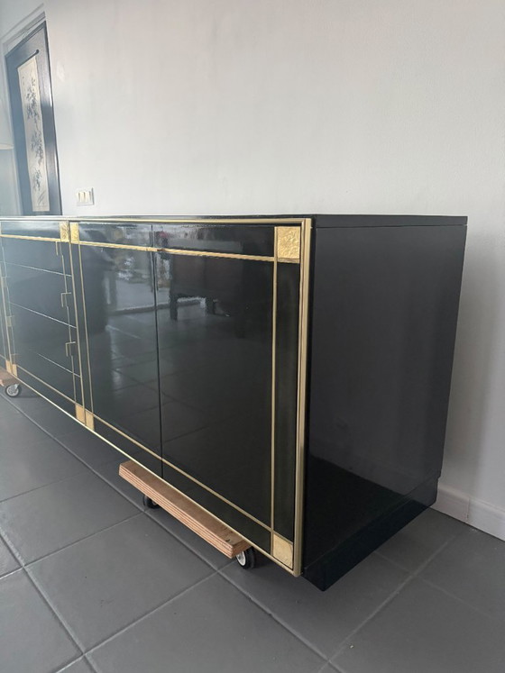 Pierre Cardin Sideboard With Brass Black Lacquered Shell Inlays, 1980 – Wood (photo 44 of 64)