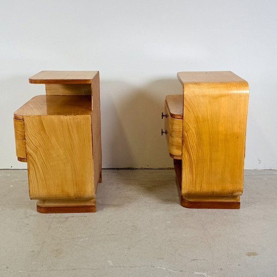 Set of Halabala-style Art Deco bedside tables with Bakelite handles – Nightstands, Wood (photo 8 of 13)