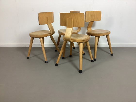 Image 1 of 4 chaises hautes en bois de hêtre Vintage Toddler