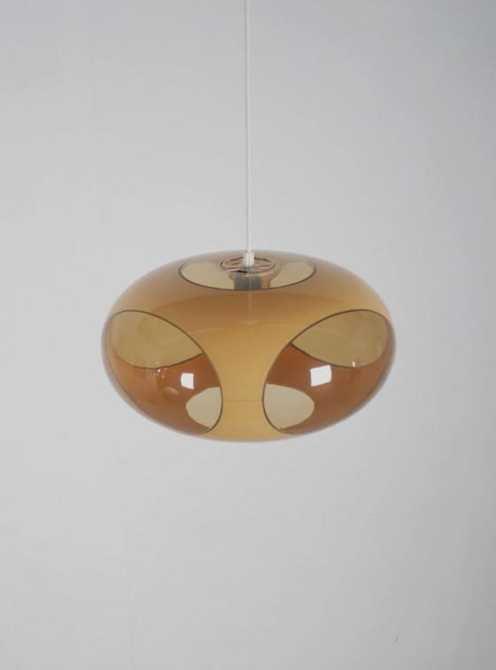 Image 1 of Space age UFO pendant lamp 'Bug Eye' (beige) by Massive, 1970s