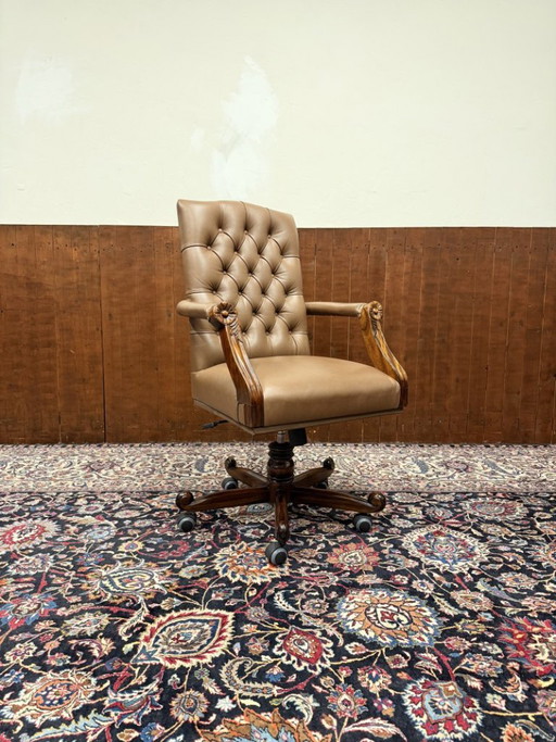 Sedia da Ufficio Chesterfield Inglese Marrone