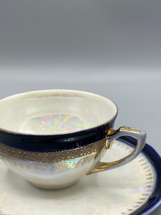 Tasse et soucoupe en porcelaine irisée, Saxe, Allemagne – Objets déco, Gold (photo 3 of 6)