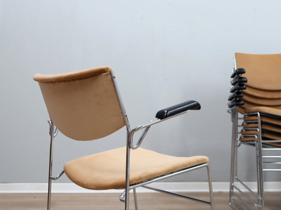 Image 1 of 1970s stackable steel farme chairs (Set of 12) by ELAM, Italy