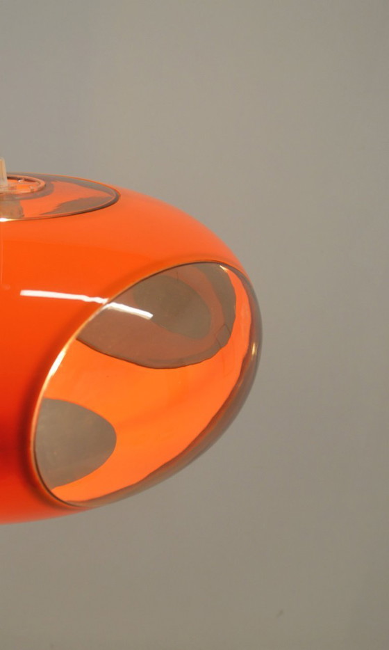 Image 1 of Space age UFO pendant lamp 'Bug Eye' (orange) by Massive, 1970s