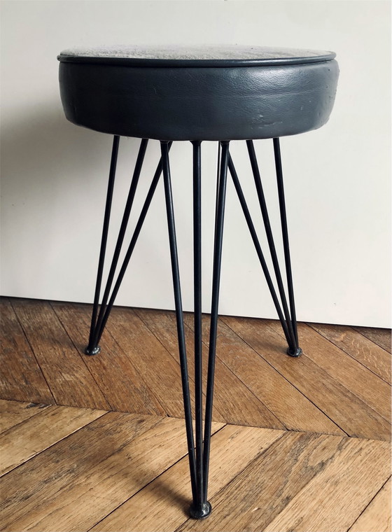 Image 1 of Sgabello vintage in similpelle con base Eiffel