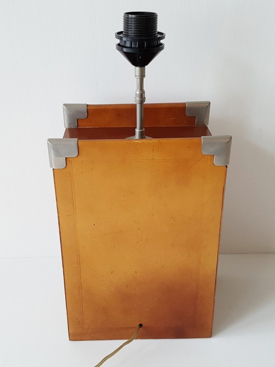 Image 1 of ADNET: Lamp van leer of imitatieleer met lampenkap, vintage leer uit de jaren 70.