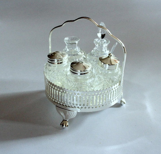 Image 1 of Mid Century charmante Menage Metall/Glas