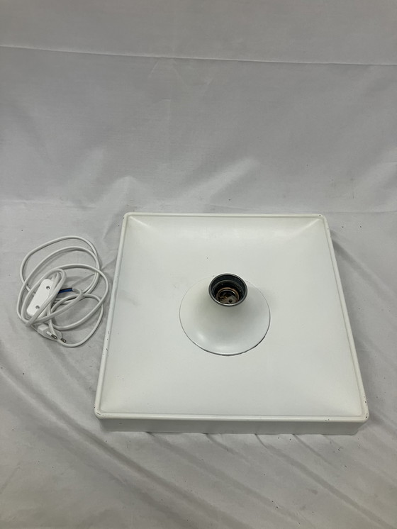 Image 1 of Vintage witte ijzeren vierkante wandlamp van Solken Leuchten