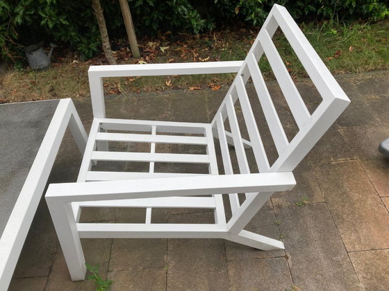 Image 1 of Weißes Garten-Lounge-Set: Sofa, Tisch und 2 Liegestühle
