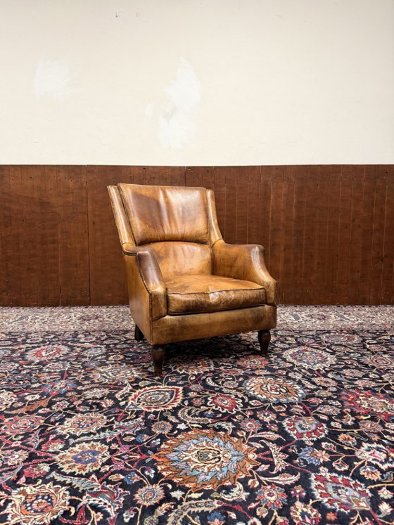 Set Classic English Sheep Leather Armchair and Ottoman – Bendic International, Wood (photo 3 of 14)
