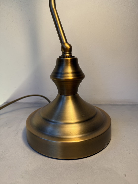 Image 1 of Groene bankierslamp van QAZQA met messing voet