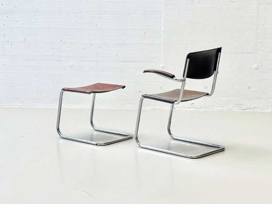 Image 1 of Piétement luge S43 avec tabouret de Mart Stam pour Bremshey & Co, années 1940