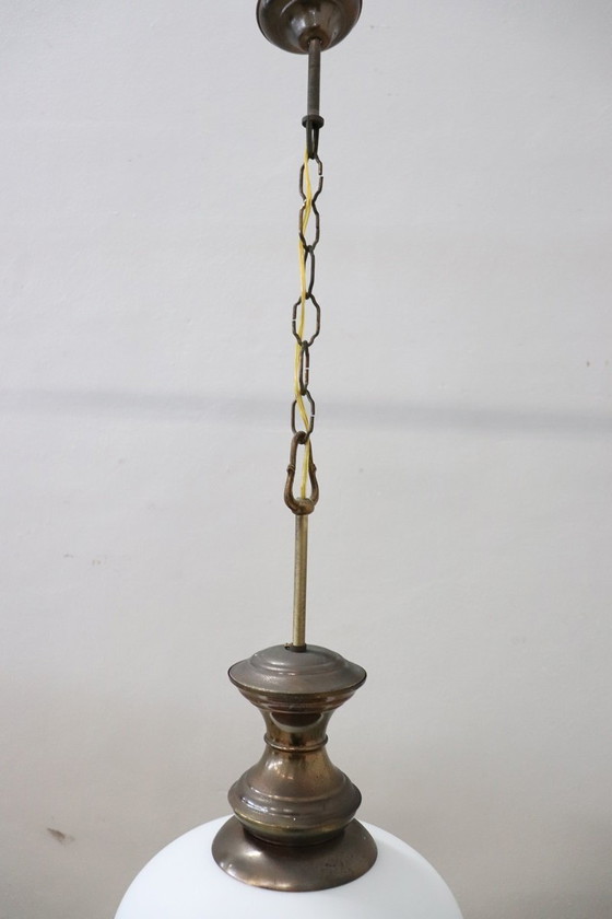 Image 1 of Hängeleuchte aus Messing und Glas, 1960er Jahre