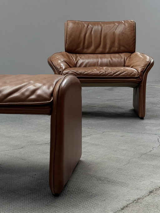 SESSEL & OTTOMAN COGNAC LEDER IM DE SEDE STIL