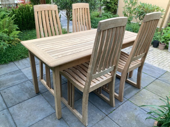 Image 1 of Compact set of garden table and 4 chairs, Premium Gloster quality