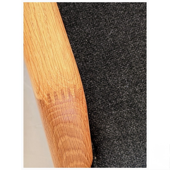 Vintage Scandinavian Armchair, Deep Charcoal Upholstery, Oak Structure, Denmark 1970s – Textile, Wood (photo 7 of 9)