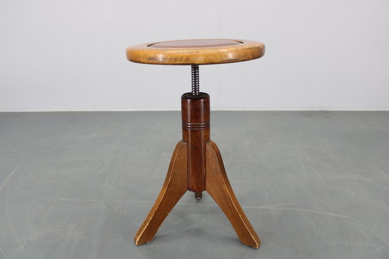Image 1 of 1950s Piano Bentwood Beech Stool, Czechoslovakia