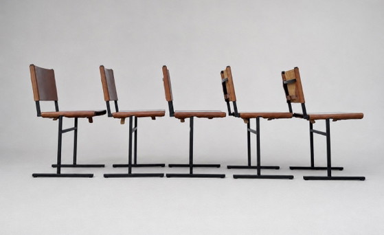 5 sedie Memento — Jesse Sanderson per WDSTCK, pelle color cognac – Sedie da pranzo, Leather, Metal (photo 6 of 15)