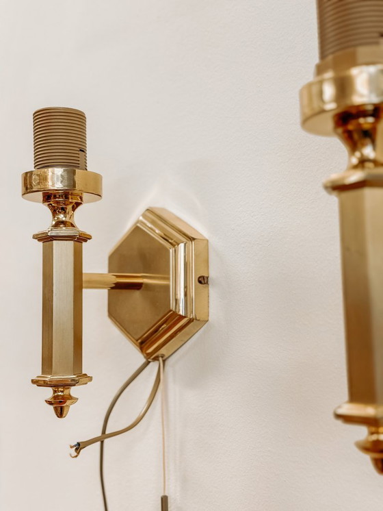 Image 1 of Brass vintage wall lamps, set of 2