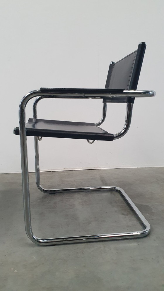 Image 1 of Mart Stam S34 vintage stoelen Fasem Italië 1970s tuigleer bauhaus