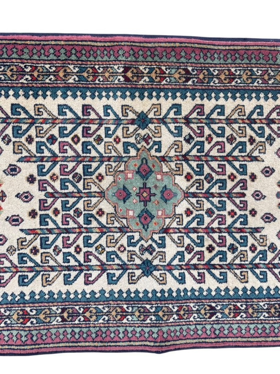 Image 1 of Handgeknoopte Kazak loper wit 73x315cm