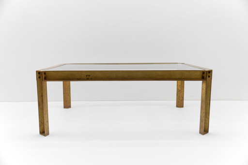 Large Model T09 Coffee Table in Brass and Glass by Peter Ghyczy, 1970s