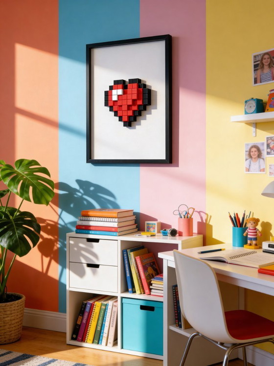 Image 1 of MineHeart - Pixel heart decor - 3D printed