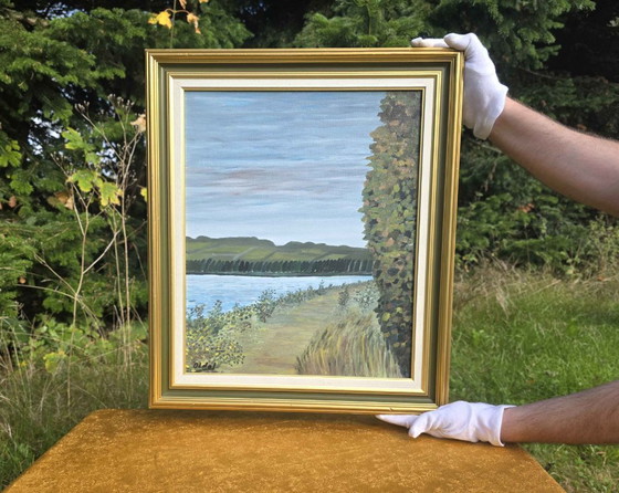 Original French Seine River Landscape Oil Painting, Paintings & Drawings, Canvas, White (photo 2 of 11)