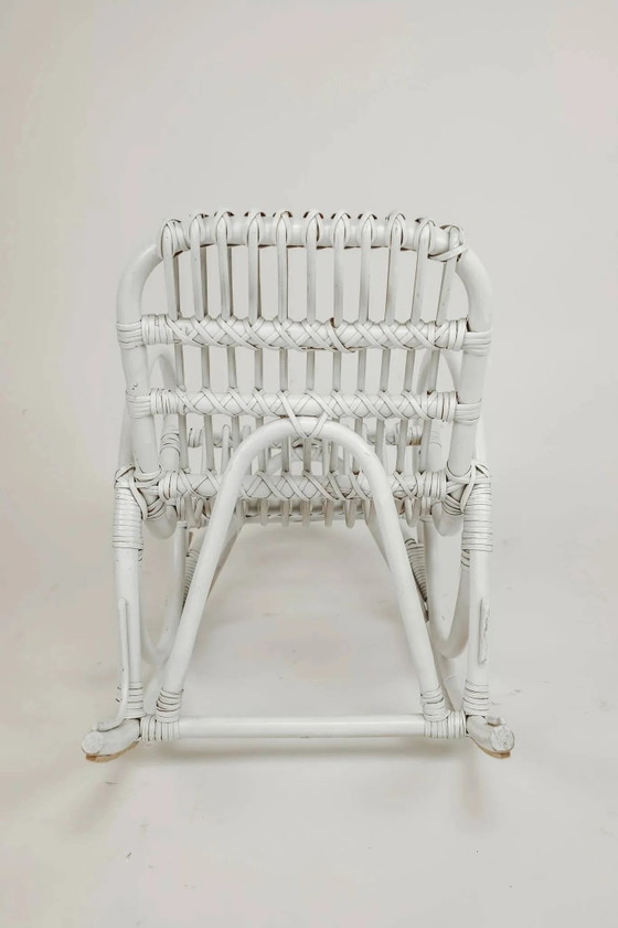Vintage rocking chair for children in rattan/bamboo. – Stools, Wicker (photo 5 of 6)