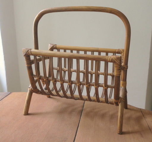 Mid Century Bamboo Magazine Rack, 1960s