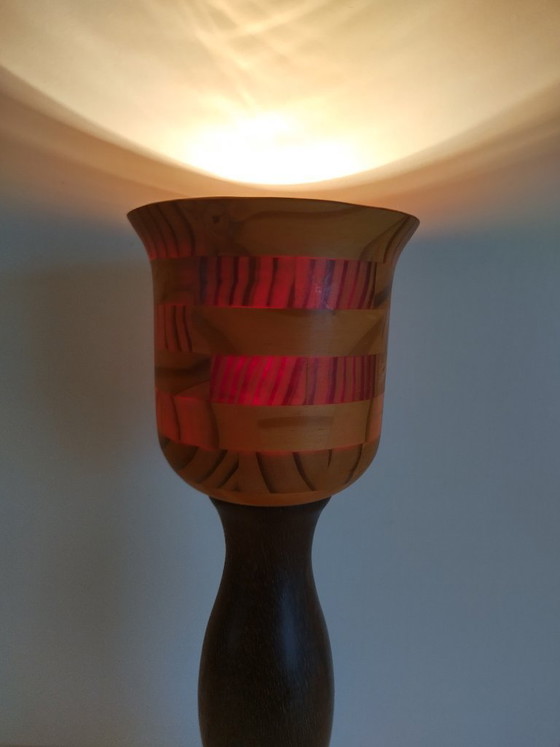 Image 1 of Tulp Lamp Hout - Scandinavisch - Vintage