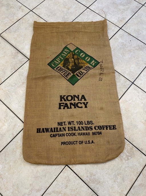 Genuine Vintage Captain Cook Hawaiian Islands Coffee Usa Jute Bag