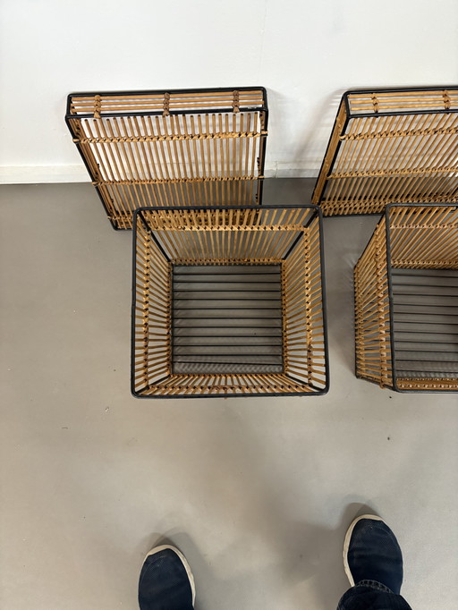 2 Rohé Noordwolde Storage Box Rattan e Metallo anni '50