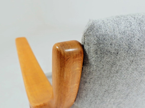 Image 1 of Fauteuil scandinave vintage en tissu laine gris pierre - entièrement restauré, années 1970