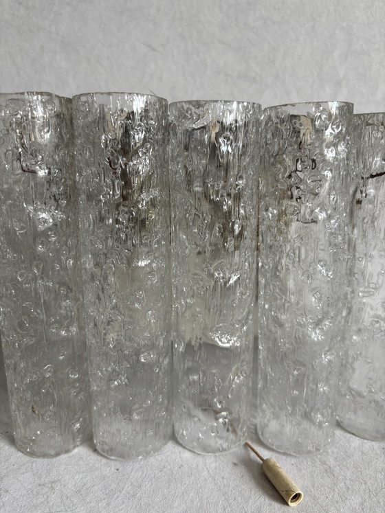 Image 1 of Vintage set Doria Leuchten wandlamp ijsglas tubes jaren 60