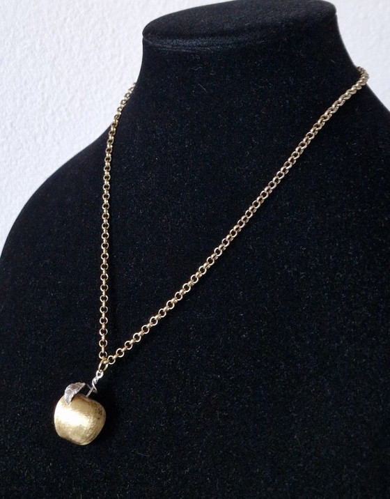 Image 1 of Argento Sterling 925 e UNIO - Mela placcata oro con collana placcata oro abbinata -